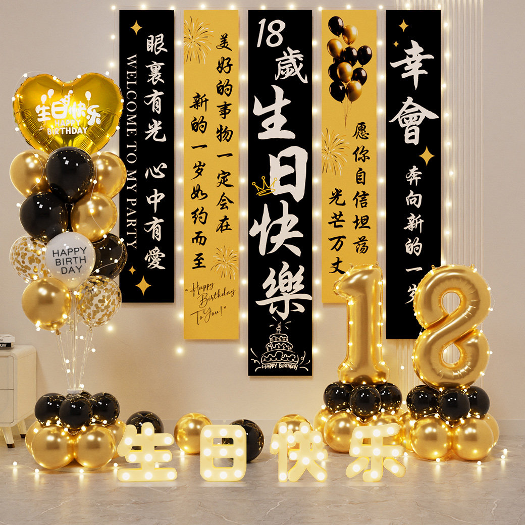 18岁生日条幅仪式感装饰男女孩成人礼气球派对场景布置挂布背景墙,淘宝优惠券,粉丝福利购,淘宝优惠卷