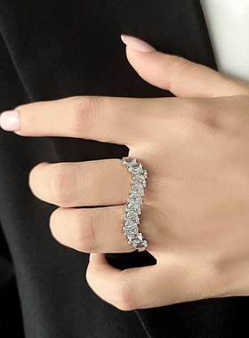 GlamEver时尚方形波浪线条指环