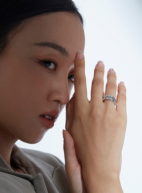 双环波浪时尚潮流设计情侣对戒