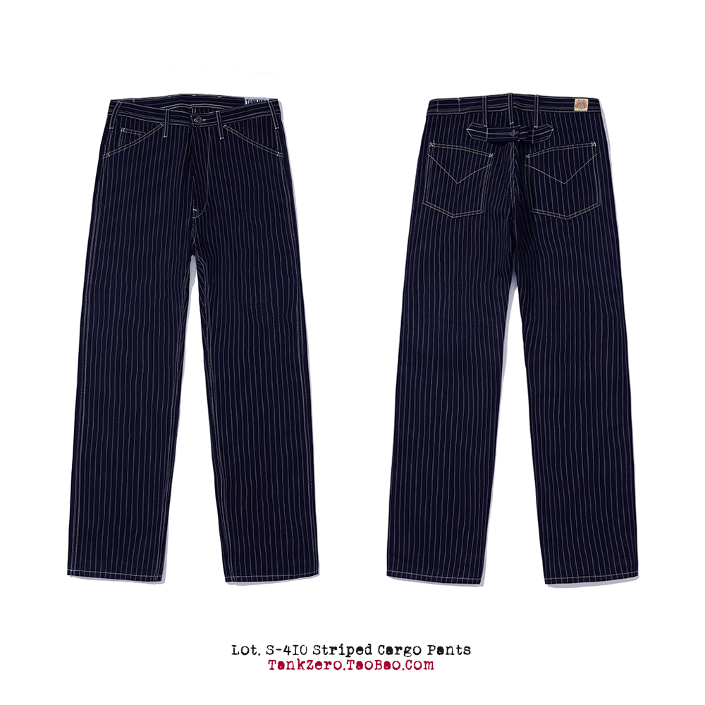 TankZero S-410 美式复古条纹直筒铁路工装长裤丹宁咔叽男VINTAGE - 图2