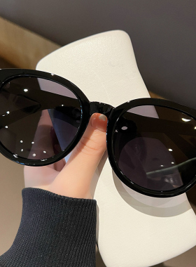 防紫外线椭圆形韩系男女显瘦墨镜