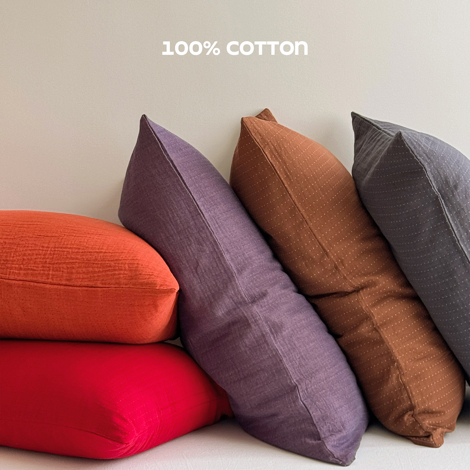 梦谷美家ins风简约纯色纯棉枕套A类色织提花全棉纱布枕头套48x74c,淘宝优惠券,粉丝福利购,淘宝优惠卷