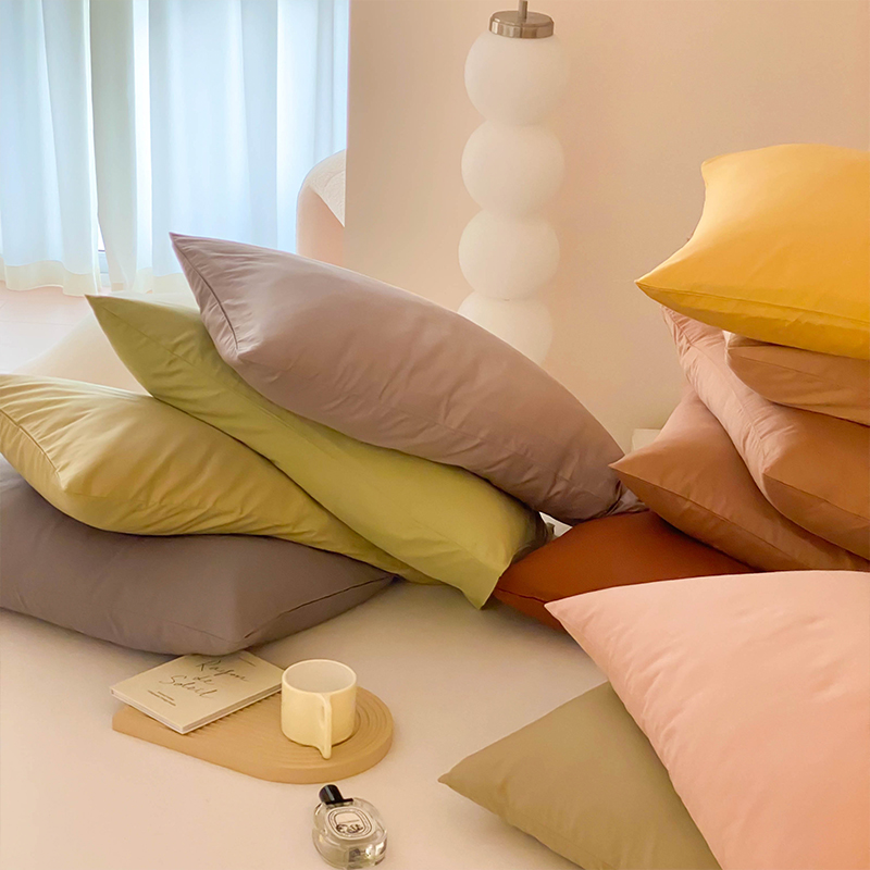 简约纯色纯棉枕套床上单只一对装100全棉枕头套单个48cmx74cm枕袋 - 图1
