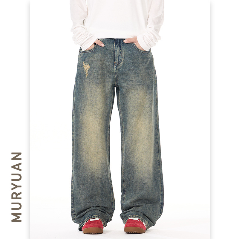 智快鱼潮流前线官方旗舰店素拼男装崔布局笨小孩牛仔裤男潮牌痞帅 - 图2