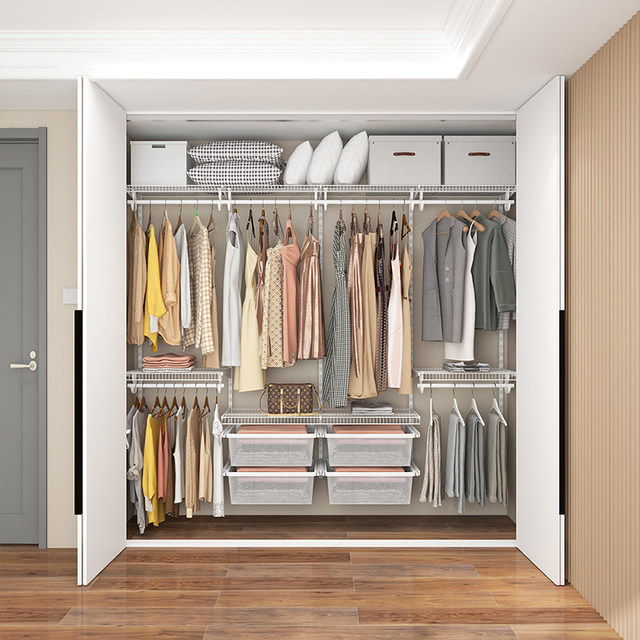 Platinum-resistant metal wardrobe walk-in closet storage rack