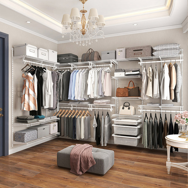 Platinum-resistant metal wardrobe walk-in closet storage rack