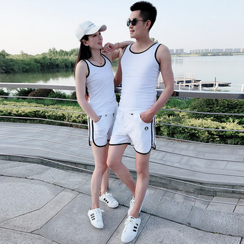 Sweat vest men's summer new couple casual sports suit Korean version slim youth pajamas two-piece trendy set