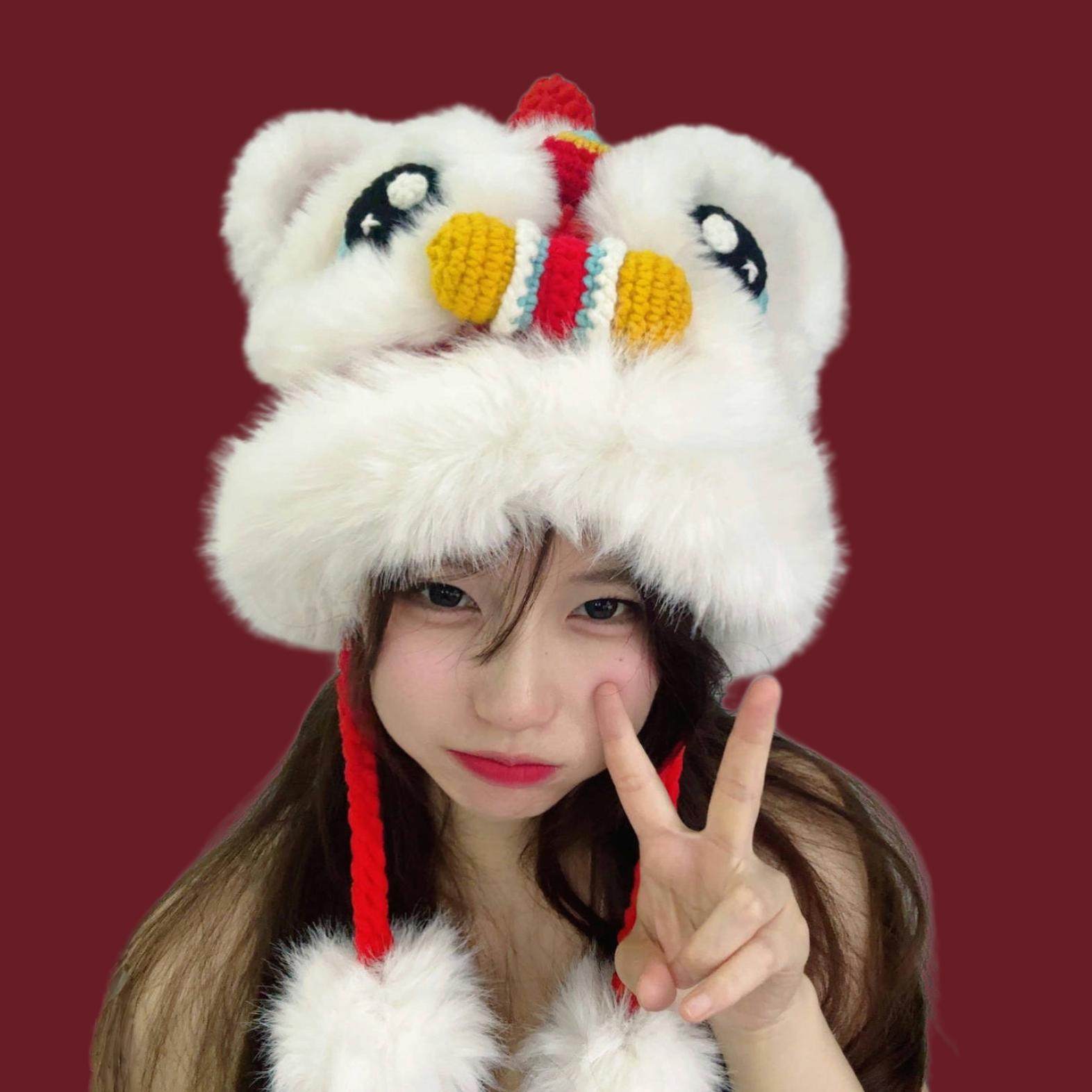 原创东方醒狮护耳帽材料包国风宝宝虎头帽保暖加厚国潮龙头送教程,淘宝优惠券,粉丝福利购,淘宝优惠卷