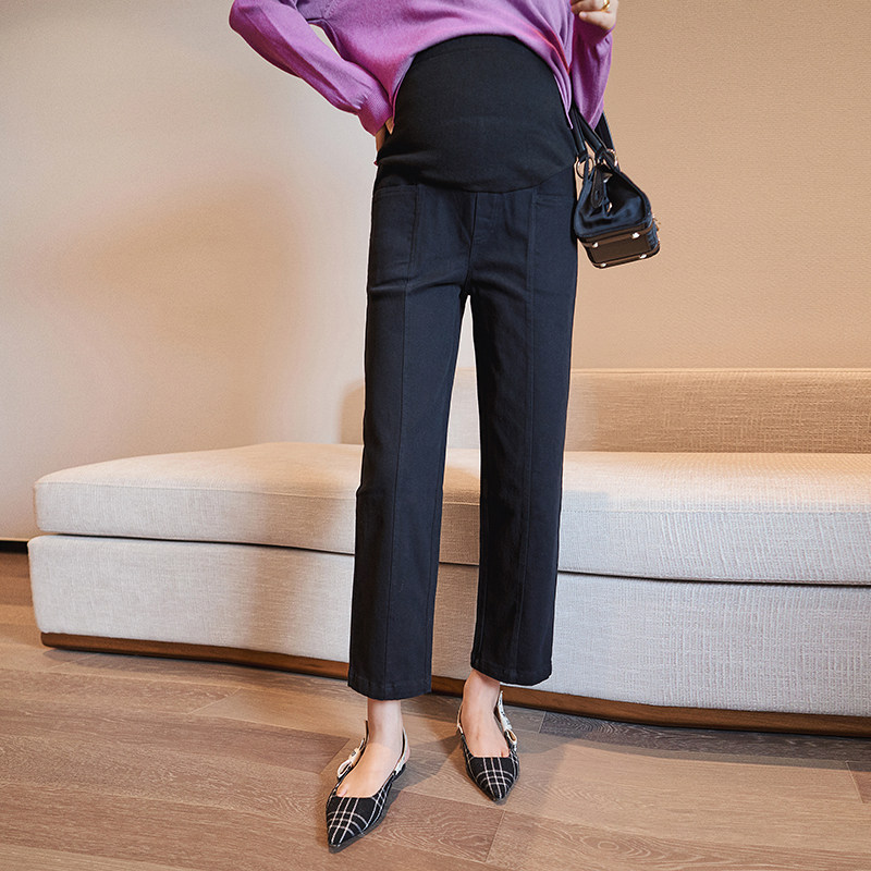 孕妇裤秋季外穿潮妈秋装黑色休闲裤 竺诗孕妇打底裤