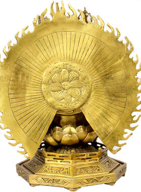 朴器黄铜背光千手观音摆件