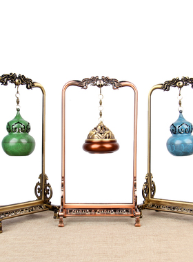 朴器 双龙门框铜葫芦款铜吊炉摆件