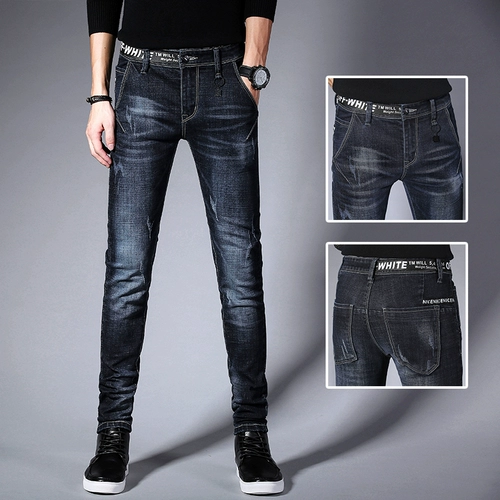 Мужские летние универсальные эластичные джинсы для отдыха, трендовые демисезонные штаны, свободный прямой крой