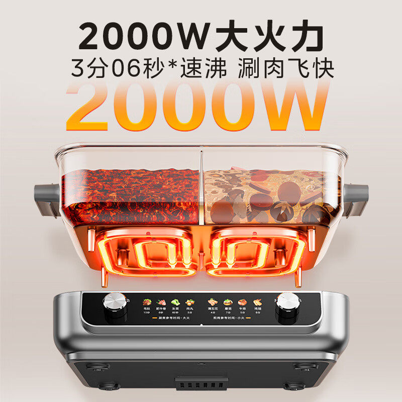 美的速沸电火锅家用鸳鸯锅8L大容量10人煮锅分体式多功能火锅电锅,淘宝优惠券,粉丝福利购,淘宝优惠卷