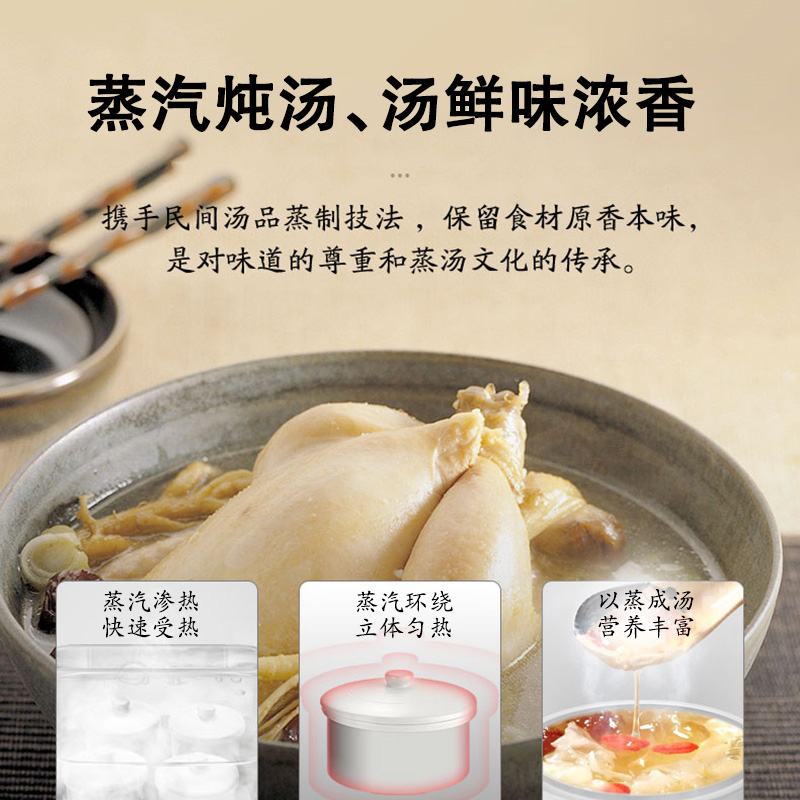 美的生活电器旗舰店美的电炖锅家用隔水全自动蒸汽炖电炖盅陶瓷煲汤炖燕窝养生锅智能0