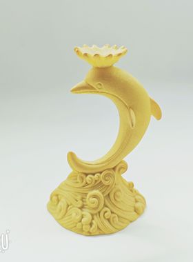 新款树脂小海豚水晶球底座支架摆件创意水晶石工艺品置物架