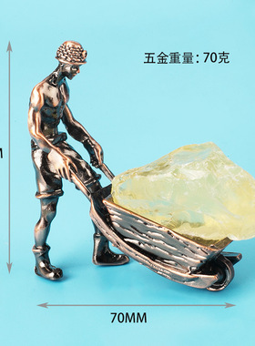 新矿工小摆件欧式工艺品纪念品天然水晶原石合金矿工装饰金属摆件