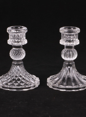 欧式简约玻璃水晶球烛台摆件