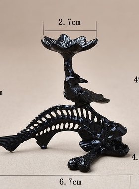 新款创意合金鱼骨重力鸟精致水晶球玛瑙石摆件办公桌面装饰底座