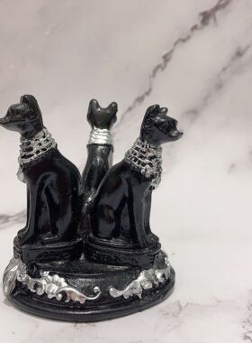 新款暗黑树脂圆底镶金边亮黑色大号中号小号水晶球底座球托摆件