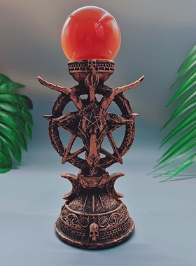 哥特暗黑万圣节撒旦高脚山羊水晶球树脂底座球托支架摆件女巫装饰