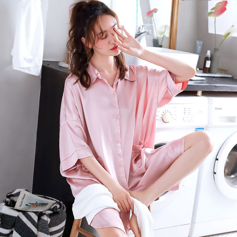 睡裙夏季性感冰丝七分袖睡衣裙子 邦朵睡裙