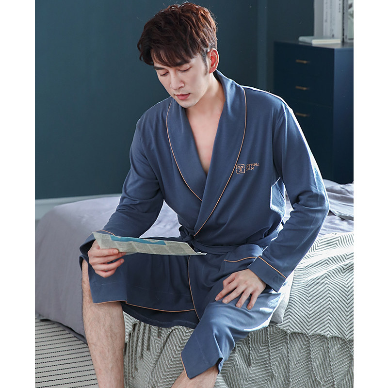 情侣春秋纯棉长袖2021年新款女睡衣 邦朵睡袍/浴袍