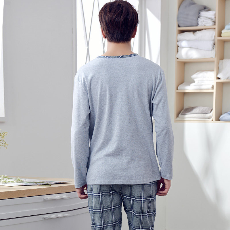 男士长袖纯棉春秋男款秋男装睡衣 邦朵睡衣/家居服套装
