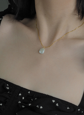 手作巴洛克花瓣异形珍珠珠链项链925纯银简约通勤锁骨链叠戴10765