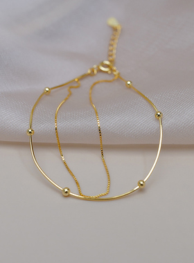 小众简约通勤百搭纤细双层银手链925纯银时尚高级感手环女505118