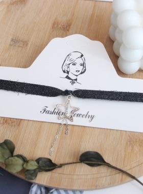 个性黑色choker项圈纯欲风蕾丝蝴蝶结颈链锁骨链星星项链女配饰