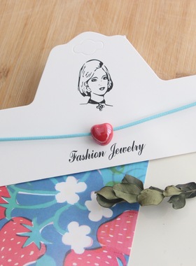 少女多巴胺彩色锁骨链陶瓷爱心细款叠戴choker撞色个性脖子项链女