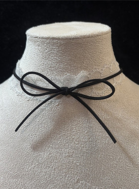 白色蕾丝蝴蝶结choker锁骨链纯欲风少女双层项链项圈颈链韩版韩式