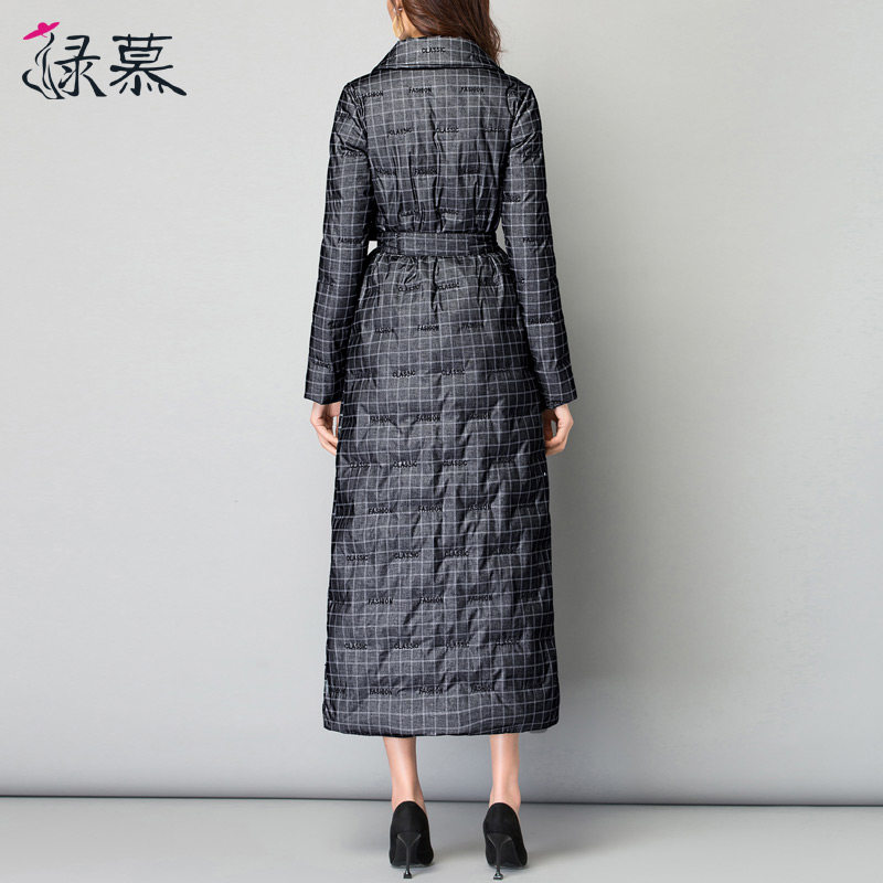 绿慕长款羽绒服女2019新款格子修身 绿慕羽绒服