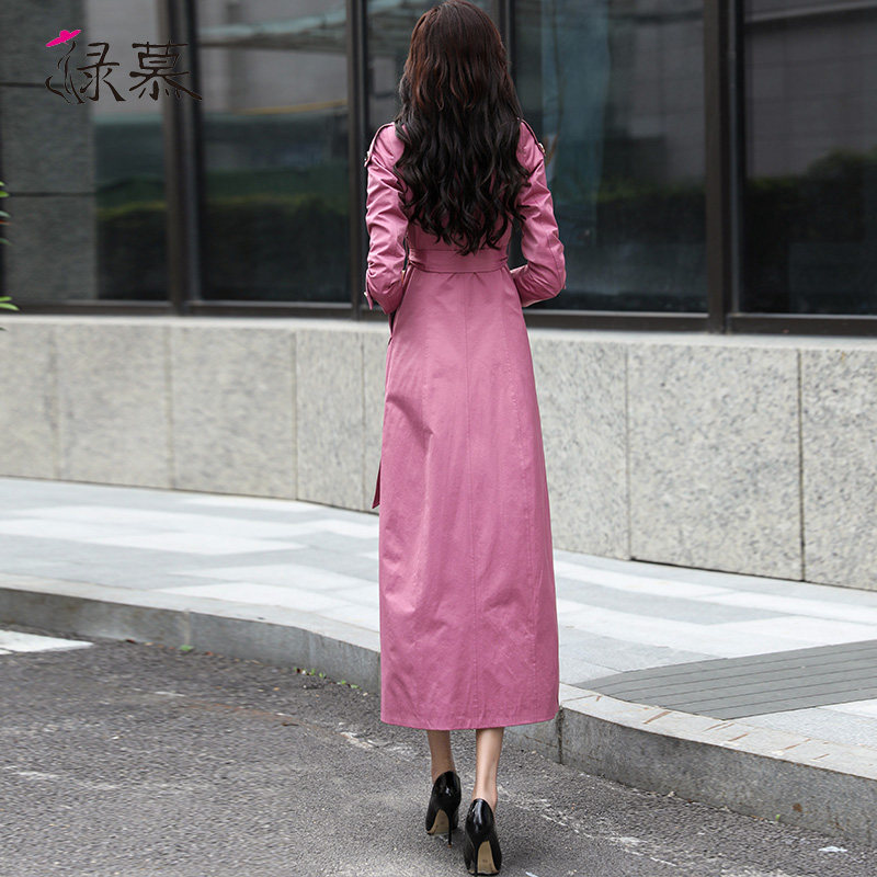 绿慕粉色2020秋季新款气质流行风衣 绿慕风衣