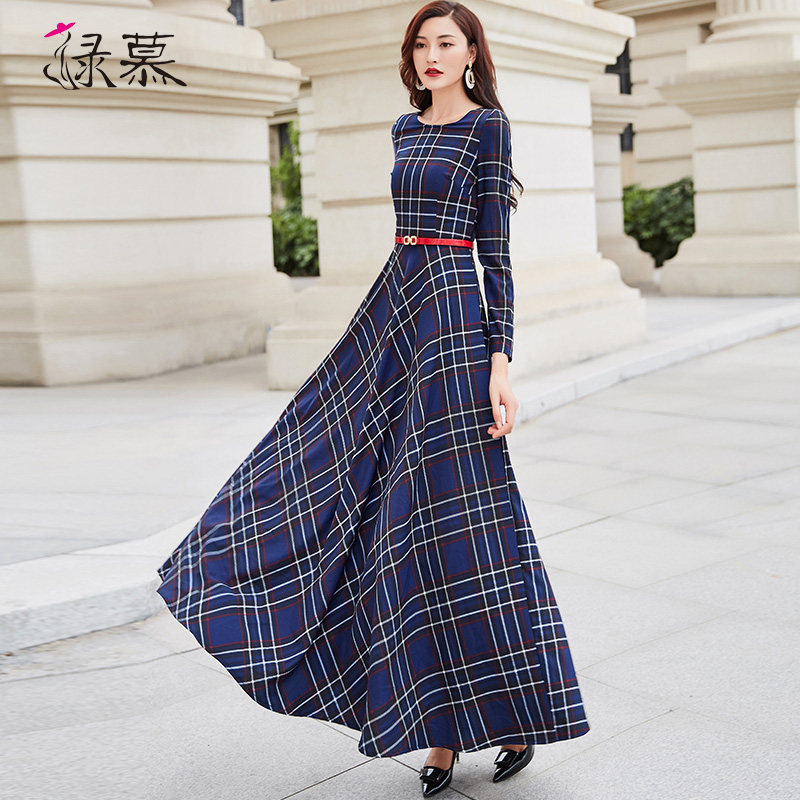 绿慕2020年秋装潮新款到脚踝连衣裙 绿慕连衣裙