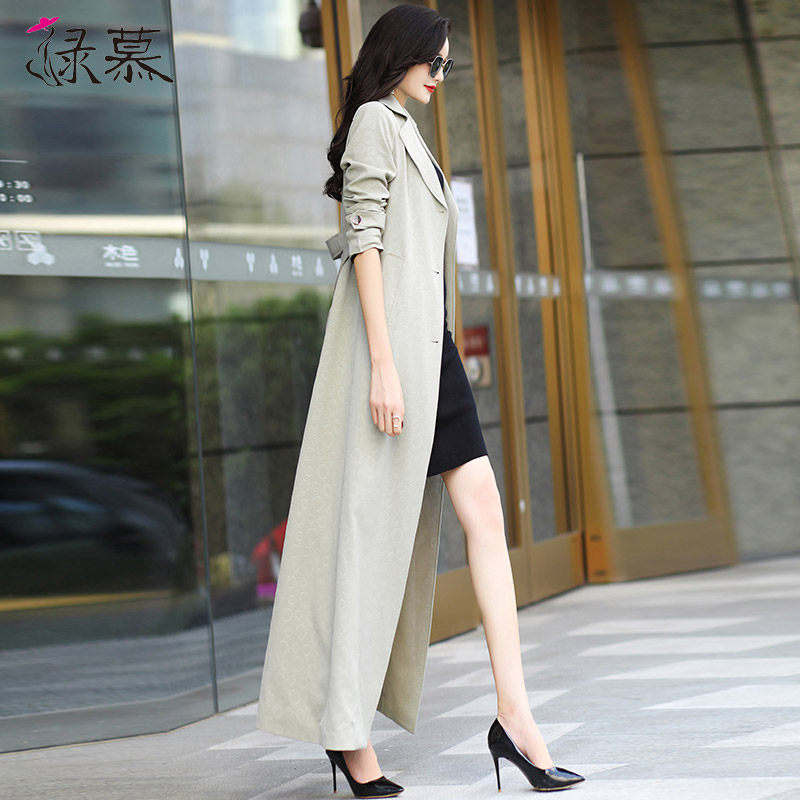 高级灰色风衣女2023春秋外套修身气质收腰气质拉风长款大衣过膝