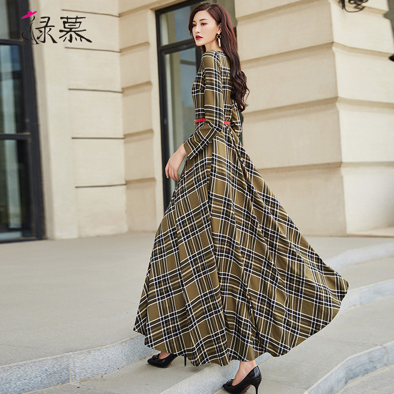 绿慕2020年秋装潮新款到脚踝连衣裙 绿慕连衣裙