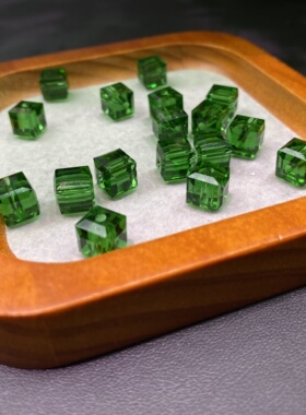 新款绿方糖刻面切面散珠DIY配件