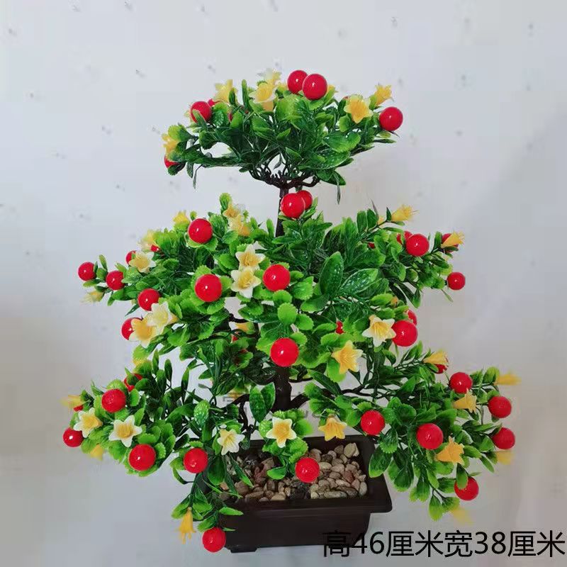 仿真花假花干花盆景发财树塑料喜庆发财红果餐桌客厅卧室装饰摆件-图2