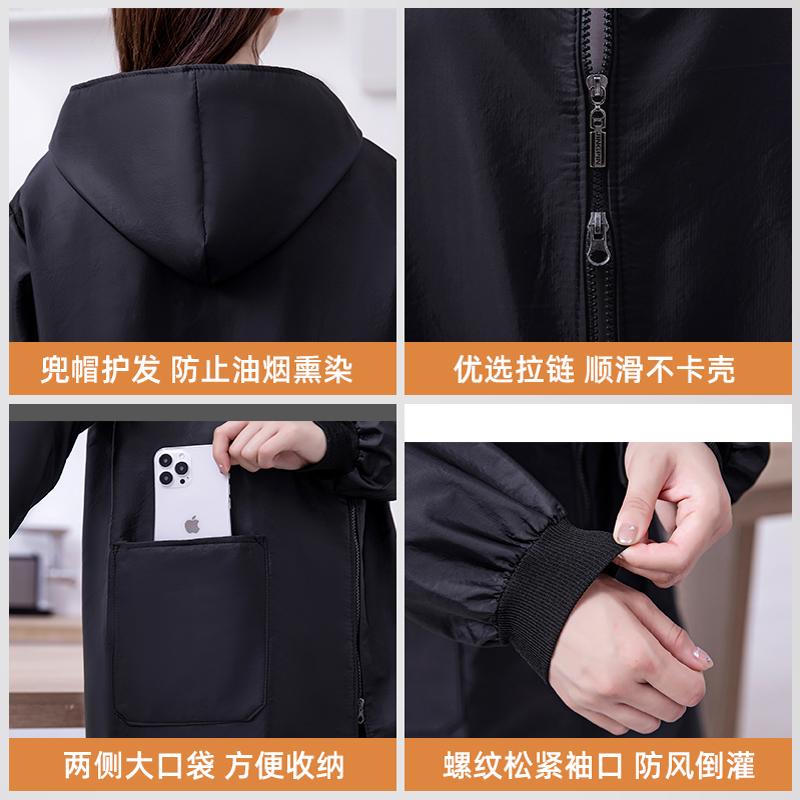 新款长袖罩衣工作服女家用厨房防水围裙加绒加厚冬季上班外套年轻 - 图2