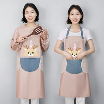 Long Sleeve Apron Woman Home Kitchen Waterproof Oil & Oil Catering Workwear 2023 New Net Red Autumn Winter Hood Suit Waist