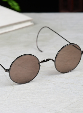 墨镜纯天然圆形框复古风石头眼镜