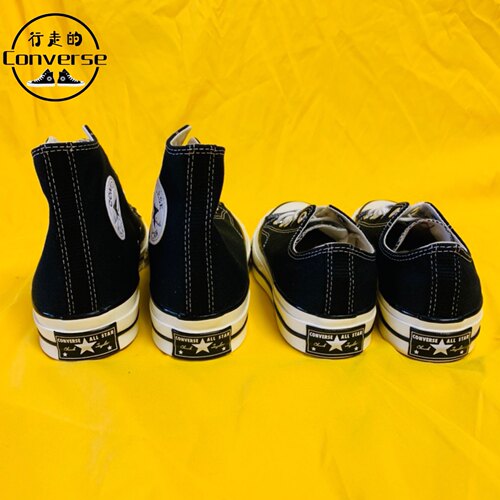 匡威Converse1970s三星标黑低 黑高男女帆布鞋162050C162058C - 图0