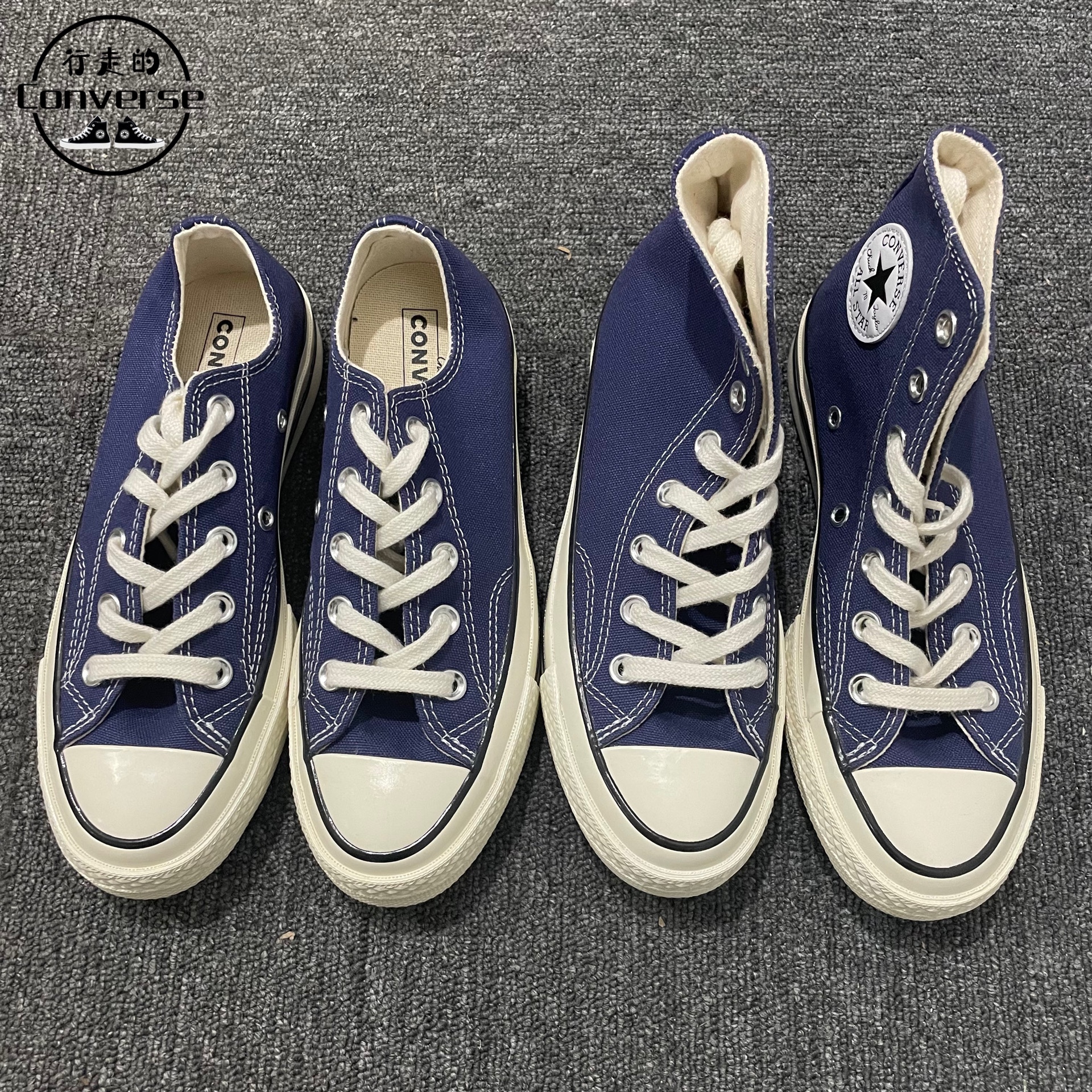 匡威Converse1970s新款海军蓝情侣高低帮帆布鞋A04589CA04592C - 图2