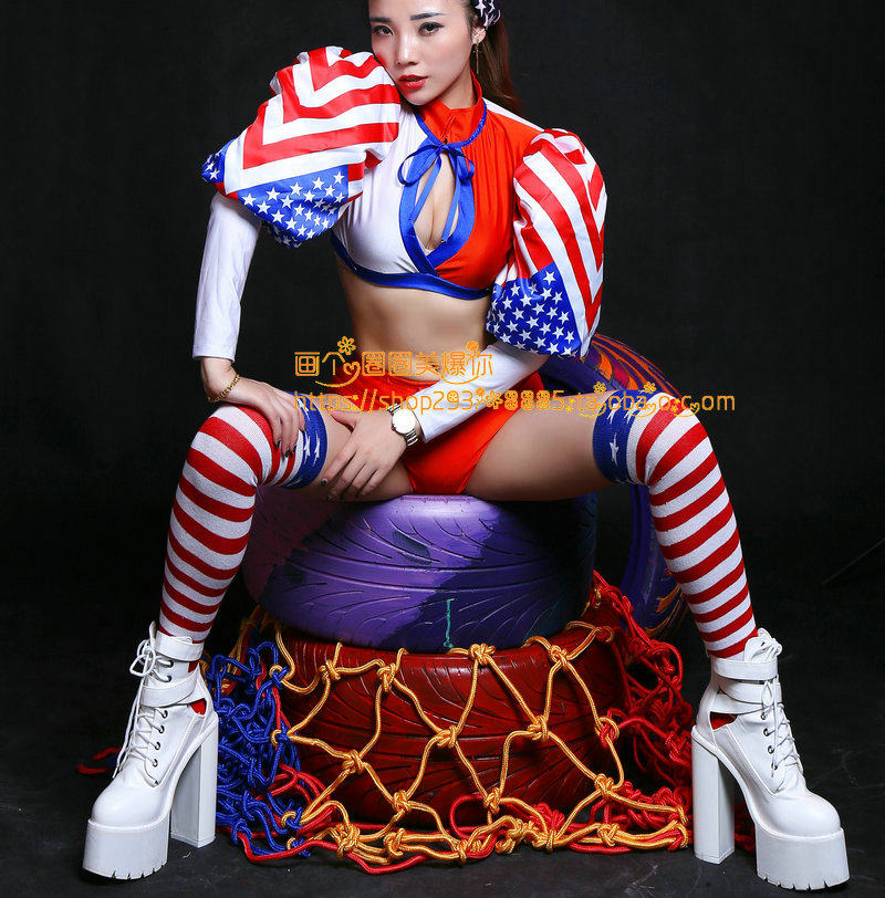 星星啦啦队ds演出长筒袜酒吧舞蹈队条纹过膝高筒袜女爵士舞表演袜,淘宝优惠券,粉丝福利购,淘宝优惠卷