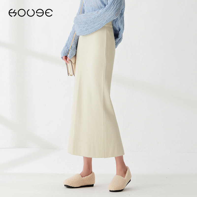 黑色针织中长款秋冬2020新款包臀裙 蔻戈半身裙