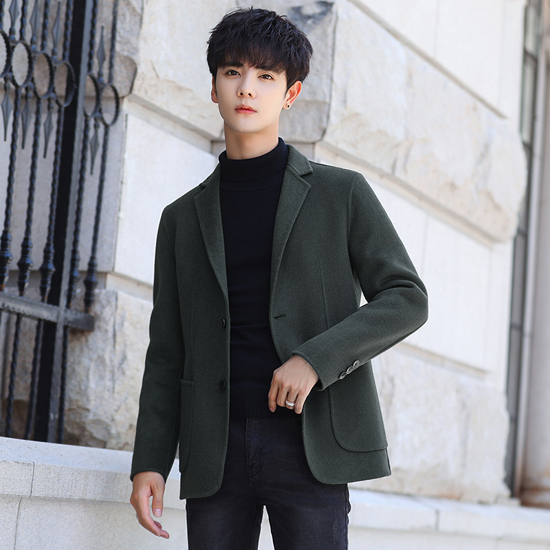 双面呢休闲男士修身秋冬羊毛小西服 旺潮西服