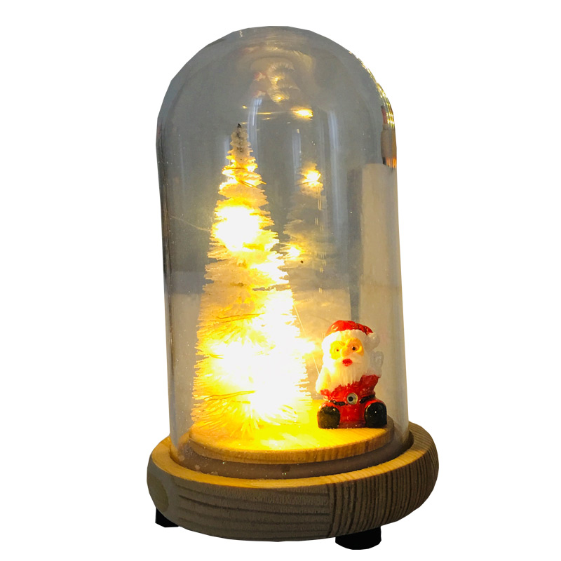 贝才圣诞玻璃小夜灯桌面摆件雪景圣诞树雪球橱窗展台活动场景装饰 - 图3