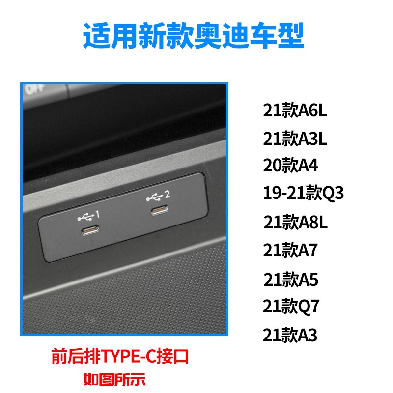 奥迪新A6LA3LA4LA8LQ3Type-C转USB转接头数据线充电转换器车载U盘-图1