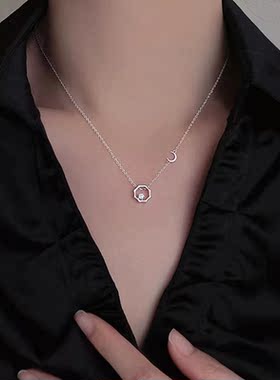 s925纯银日月同辉项链轻奢高级感
